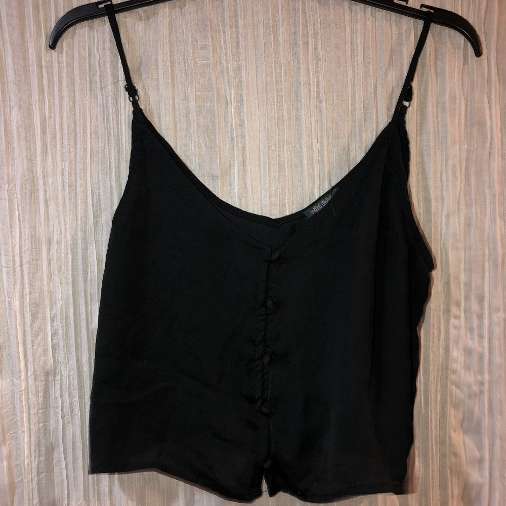 Silky Black Top w/ Buttons.